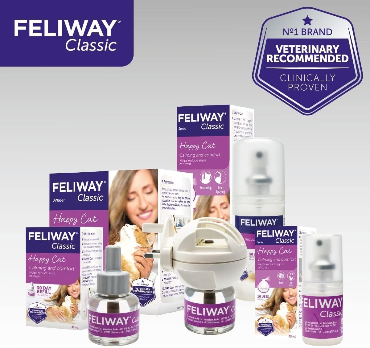 Classic 30 Day Refill Comforts Cats, Helps Solve Behavioural Issues and Stress/Anxiety in the Home - 48Ml