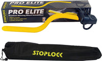 Thumbnail for Pro Elite Car Steering Wheel Lock HG 150-00 - Safe Secure Heavy Duty Anti-Theft Bar - Universal Fit - Includes 2 Keys and Carry Bag, Black/Yellow, 1 Unit