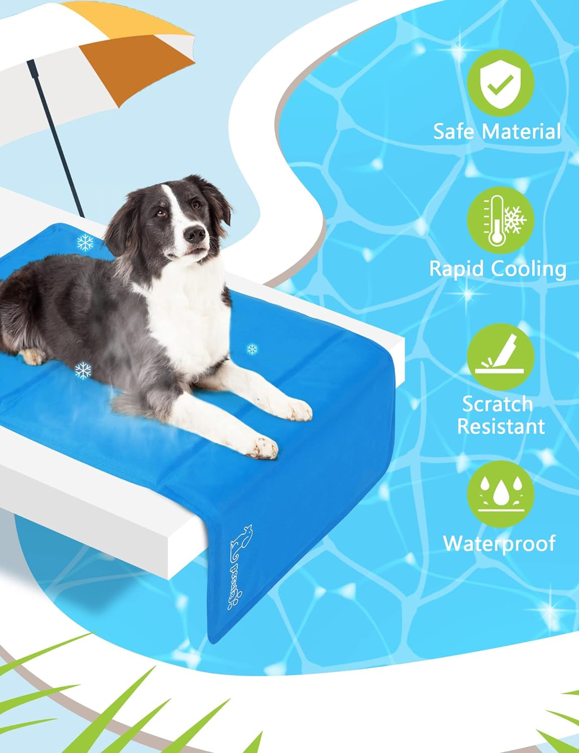 Dog Cooling Mat Medium 65X50Cm, Durable Pet Cool Mat Non-Toxic Gel Self Cooling Pad, Great for Dogs Cats in Hot Summer