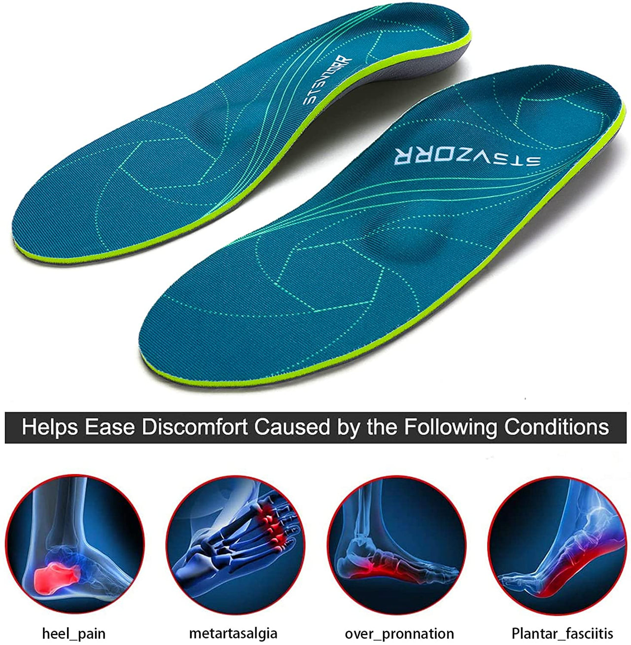 Plantar Fasciitis Arch Support Orthopedic Insoles Relieve Flat Feet Heel Pain Shock Absorption Comfortable Inserts