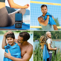 Thumbnail for Microfibre Towel - Compact, Ultra Lightweight & Quick Dry Towel - the Perfect Gym, Travel & Beach Towel - Swimming Towel for Sports, Camping & Hiking (30X50Cm Blue - without Bag)