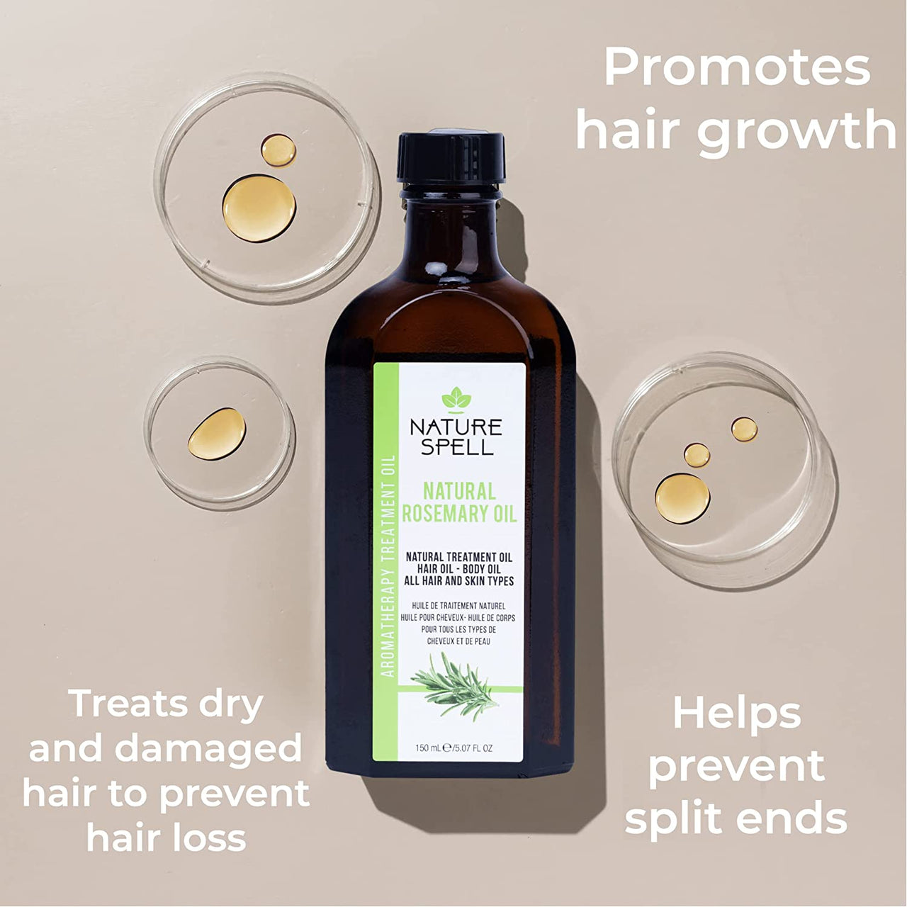 Rosemary Oil for Hair & Skin 150 Ml – Rosemary Oil for Hair Growth – Treat Dry Damaged Hair to Target Hair Loss – Made in the UK