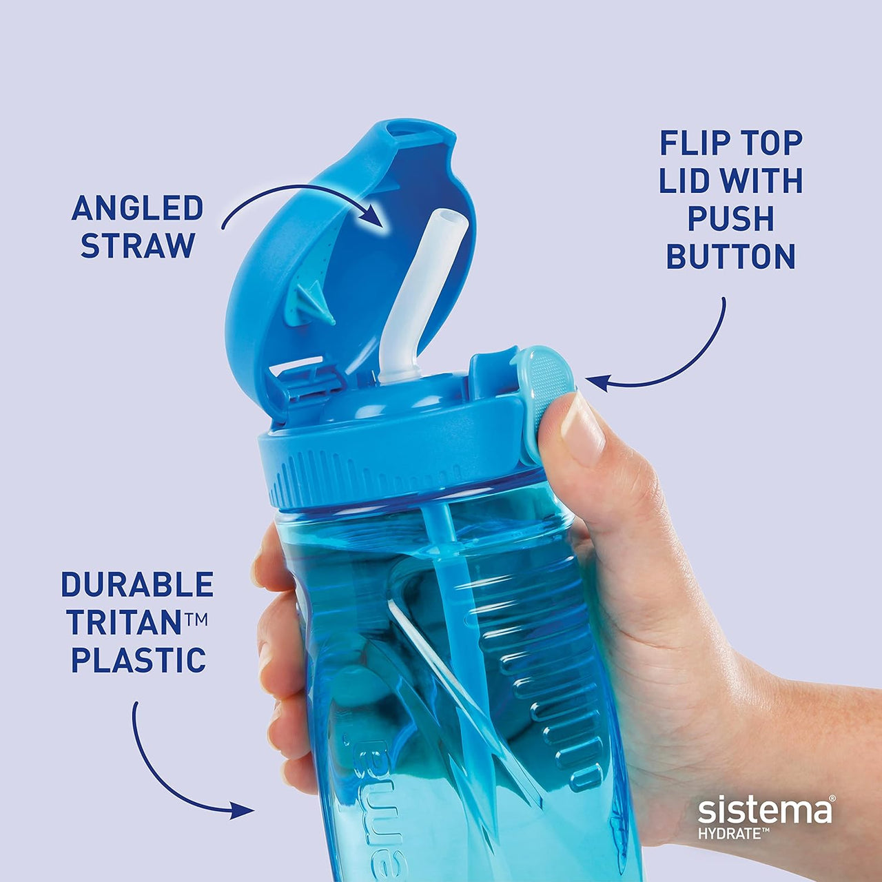 Hydrate Quick Flip Water Bottle | 520 Ml | BPA Free Water Bottle with Straw | Recyclable with Terracycle®| Assorted Colours