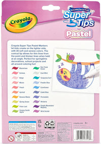 Thumbnail for Pastel Supertips Washable Markers - Assorted Colours (Pack of 20) | Premium Felt Tip Pens That Can Easily Wash off Skin and Clothing | for Ages 3+