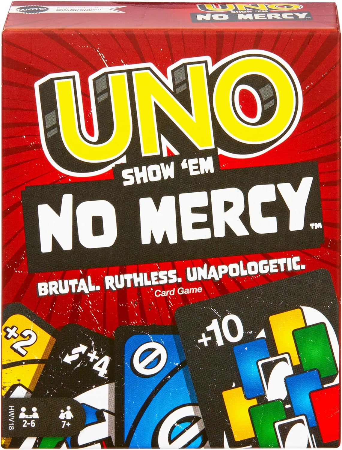 UNO Show ?Em No Mercy Card Game for Kids, Adults & Family Parties and Travel with Extra Cards, Special Rules and Tougher Penalties., HWV18