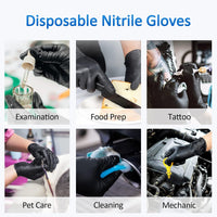 Thumbnail for Black Nitrile Disposable Gloves - Latex Free, Powder Free, Exam Disposable Gloves, Disposable, Surgical, Cleaning, Food Gloves, Extra Strong, Multi-Purpose Gloves, Black Disposable Gloves (MEDIUM)