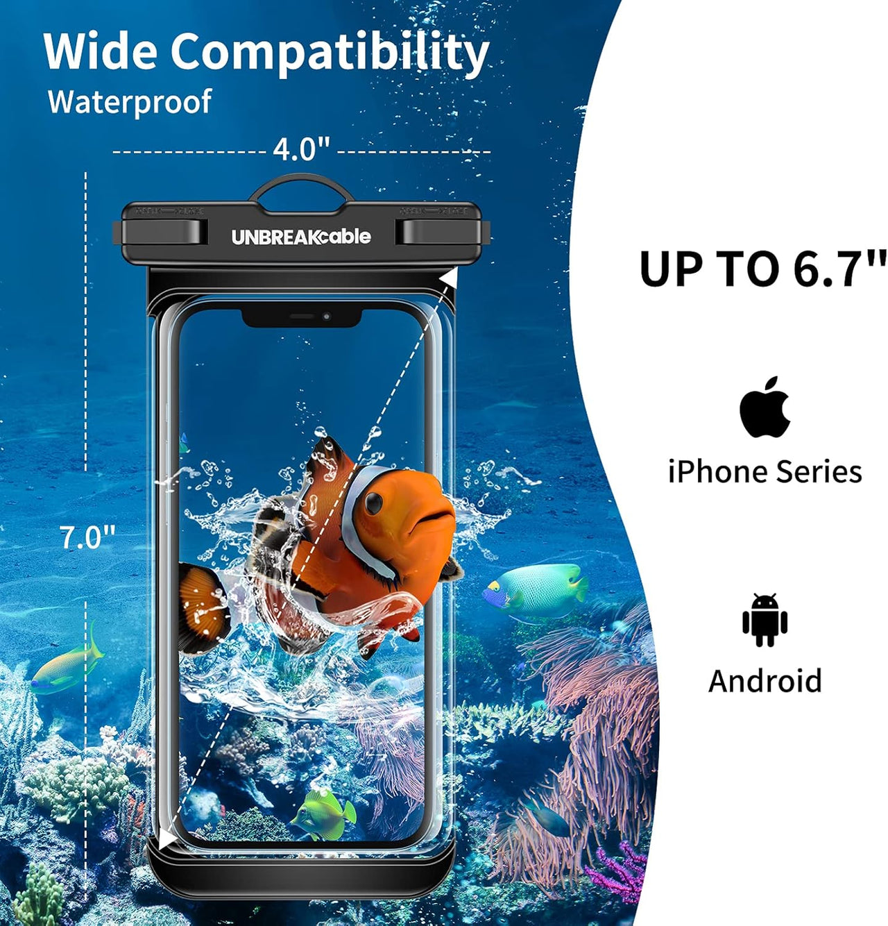 Waterproof Phone Case, 2-Pack IPX8 Universal Waterproof Phone Pouch Dry Bag for Iphone 15 14 13 12 11 Pro Max XR X XS SE 2022 8 Samsung S24 S23 S22 Ultra S21 Huawei P60 Mate 60 up to 7"