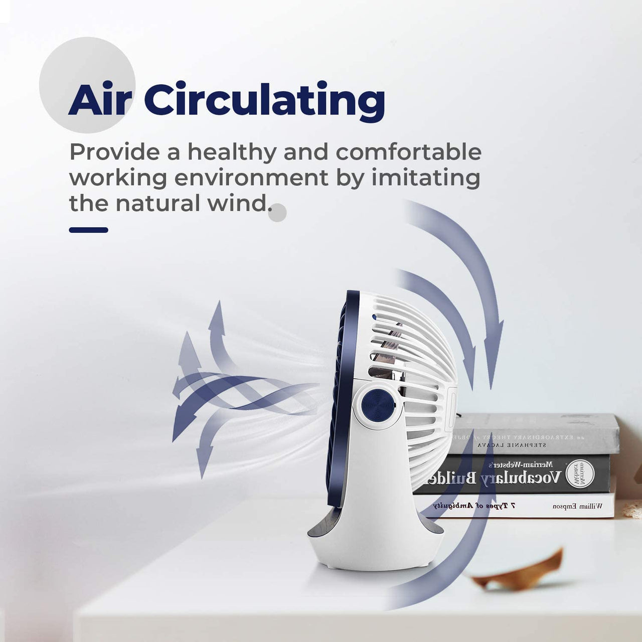 USB Desk Table Fan with Strong Airflow & Quiet Operation, Portable Cooling Fan Speed Adjustable 360°Rotatable Head for Home Office Bedroom Table and Desktop