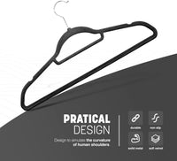 Thumbnail for Velvet Hangers 20 Pack - Non-Slip Clothes Hangers with Tie Bar & 360° Hook - Durable & Sturdy, Space-Saving Wardrobe Organisers for Suits, Jackets & Clothes- Home Storage Solution (Black)