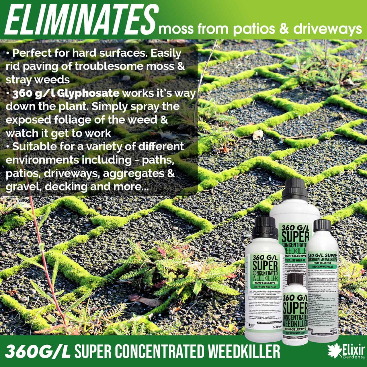 360 G/L Glyphosate Commercial Industrial Strength Weed Killer | Treats up to 3332 Sq.M | Concentrated Herbicide/Weedkiller | 2 X 1 Litre Bottle + Measuring Cup & Gloves