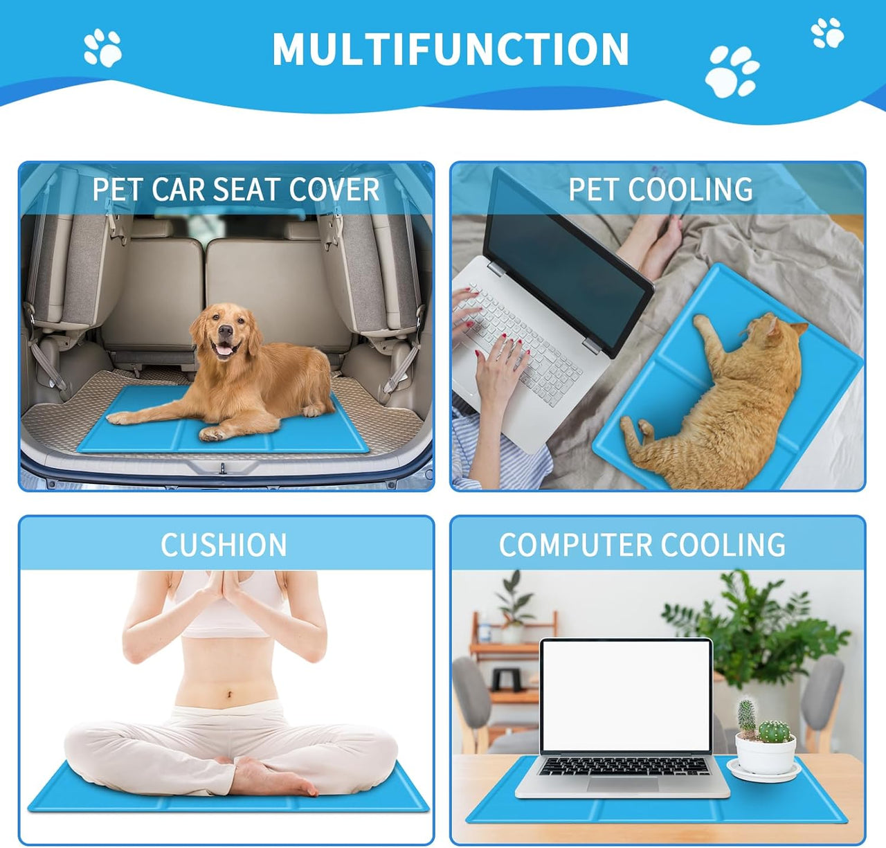 Dog Cooling Mat - Durable Pet Cool Mat, Non-Toxic Gel Self Cooling Pad for Dogs Cats in Hot Summer - 450 Micron Oxford Fabric Anti-Scratch, 50 X 40Cm