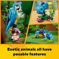 Thumbnail for Creator 3 in 1 Exotic Parrot to Frog to Fish Animal Figures Building Toy, Creative Toys for Kids Aged 7 and up 31136