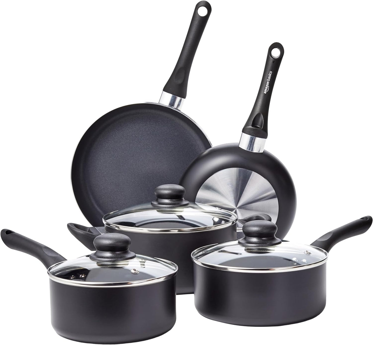 8-Piece Non-Stick Cookware Set, Black