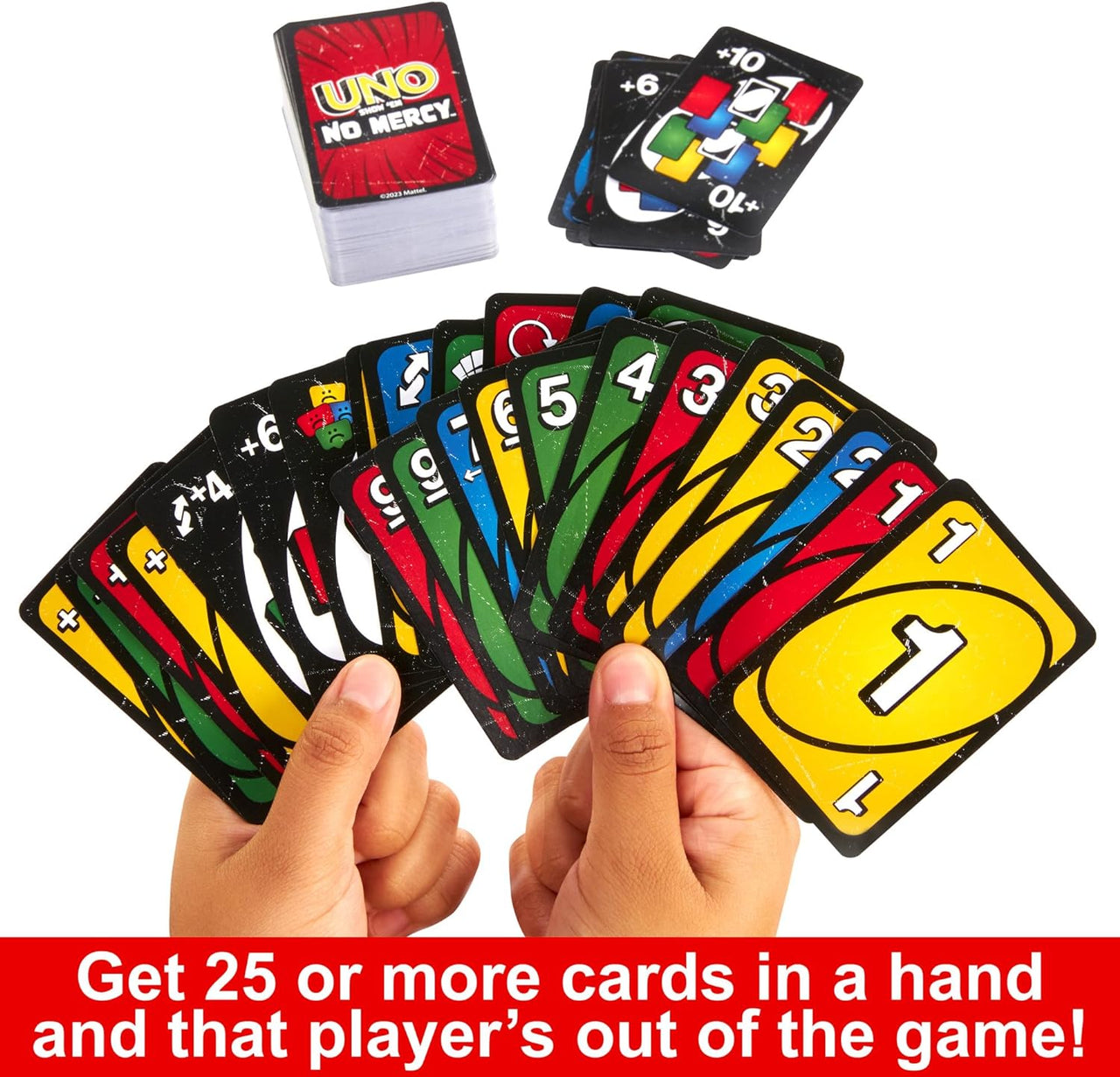 UNO Show ?Em No Mercy Card Game for Kids, Adults & Family Parties and Travel with Extra Cards, Special Rules and Tougher Penalties., HWV18