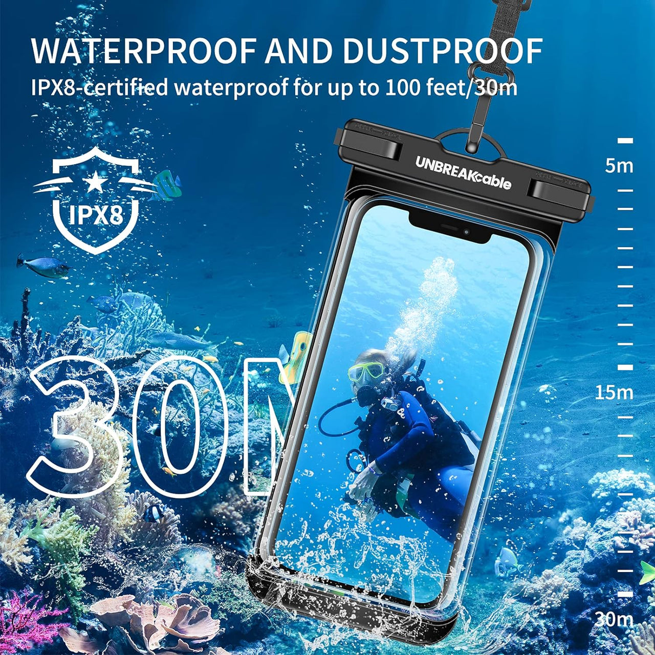 Waterproof Phone Case, 2-Pack IPX8 Universal Waterproof Phone Pouch Dry Bag for Iphone 15 14 13 12 11 Pro Max XR X XS SE 2022 8 Samsung S24 S23 S22 Ultra S21 Huawei P60 Mate 60 up to 7"