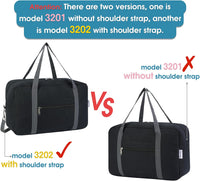 Thumbnail for For Ryanair Airlines Underseat Cabin Bag 40X20X25 Foldable Travel Duffel Bag Holdall Tote Carry on Luggage Overnight for Women and Men 20L (Black (With Shoulder Strap))