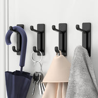 Thumbnail for Self Adhesive Hooks, Sticky Hooks Extra Strong, Hanging up to 6KG, Metal Stainless Heavy Duty Stick on Wall Door, for Towel Coat Hat Purse in Bathroom Shower Kitchen, Black, 4 Pack