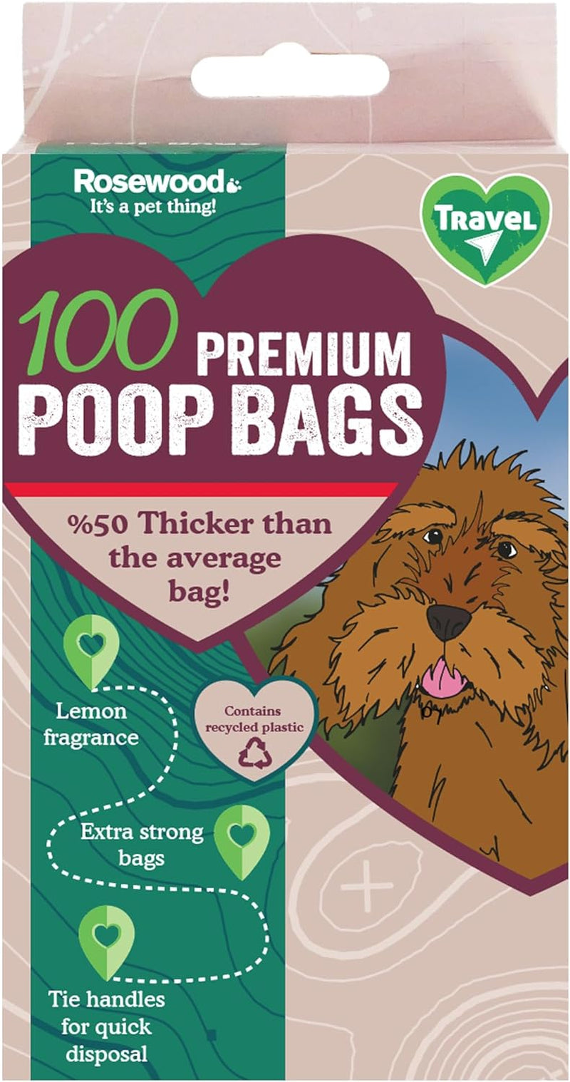 100 Premium Poop Bags, Thic, Strong, Made from Recycled Plastic, Extra Strong Poop Bags for Dogs, 100 Count (Pack of 1)