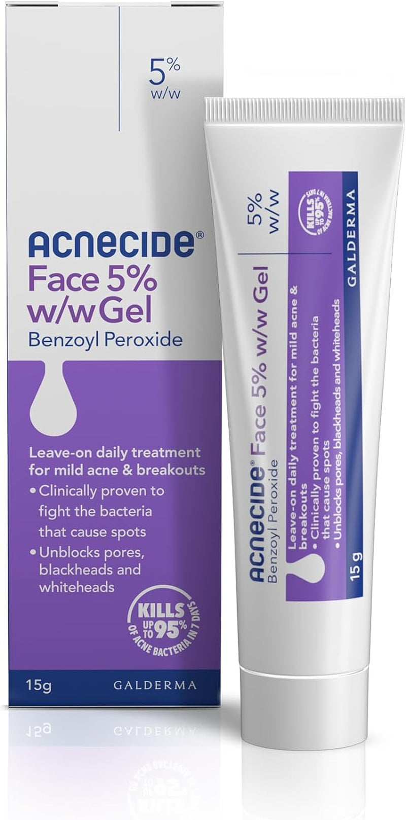 Face Gel 15 G, for Acne Treatment and Spot Treatment with 5 Percent Benzoyl Peroxide for Blackheads and Acne Prone Skin, 15 G (Pack of 1)