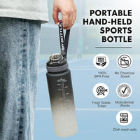 Thumbnail for 1L Water Bottle with Straw,Plastic Drinks Bottle,1 Litre Sports Water Bottles with Time Markings,Girls Boys Waterbottle Leak-Proof & Bpa-Free for Gym,Cycling, Office, Outdoor