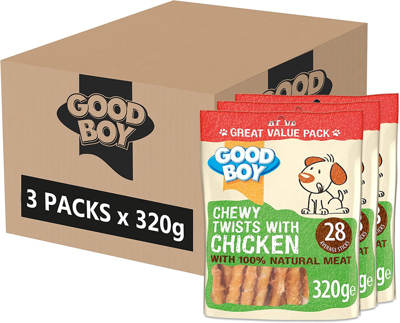 - Chewy Twists with Chicken - Dog Treats - Made with 100% Natural Chicken Breast Meat - 320 Grams - Gluten Free Dog Treats (Case of 3)