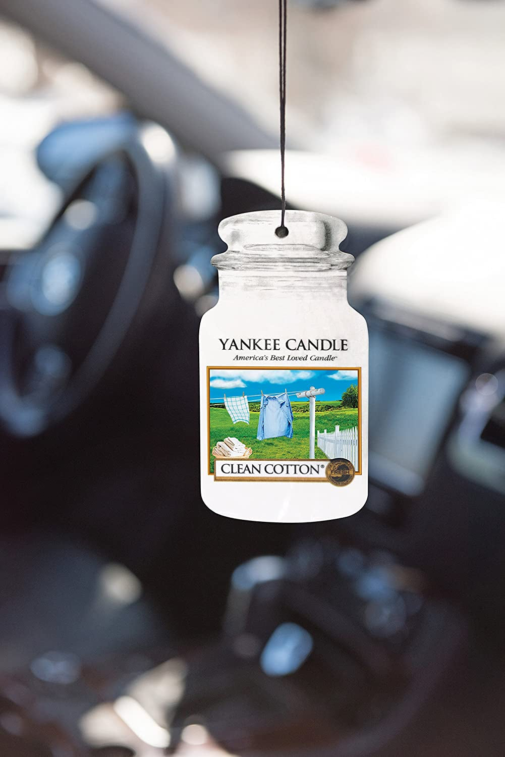 Car Jar Scented Air Freshener, Clean Cotton, Three Count