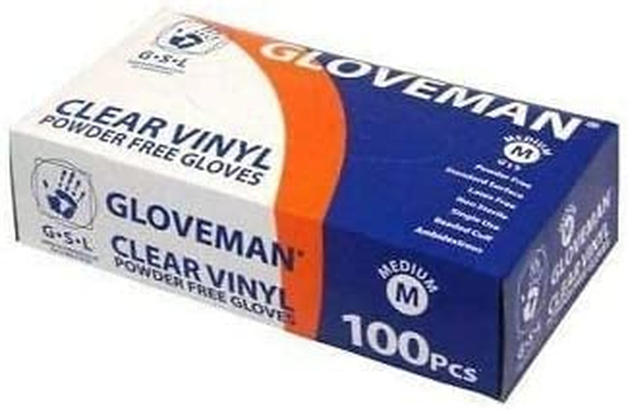 Gloveman Clear Vinyl Gloves (Box of 100) (Medium)