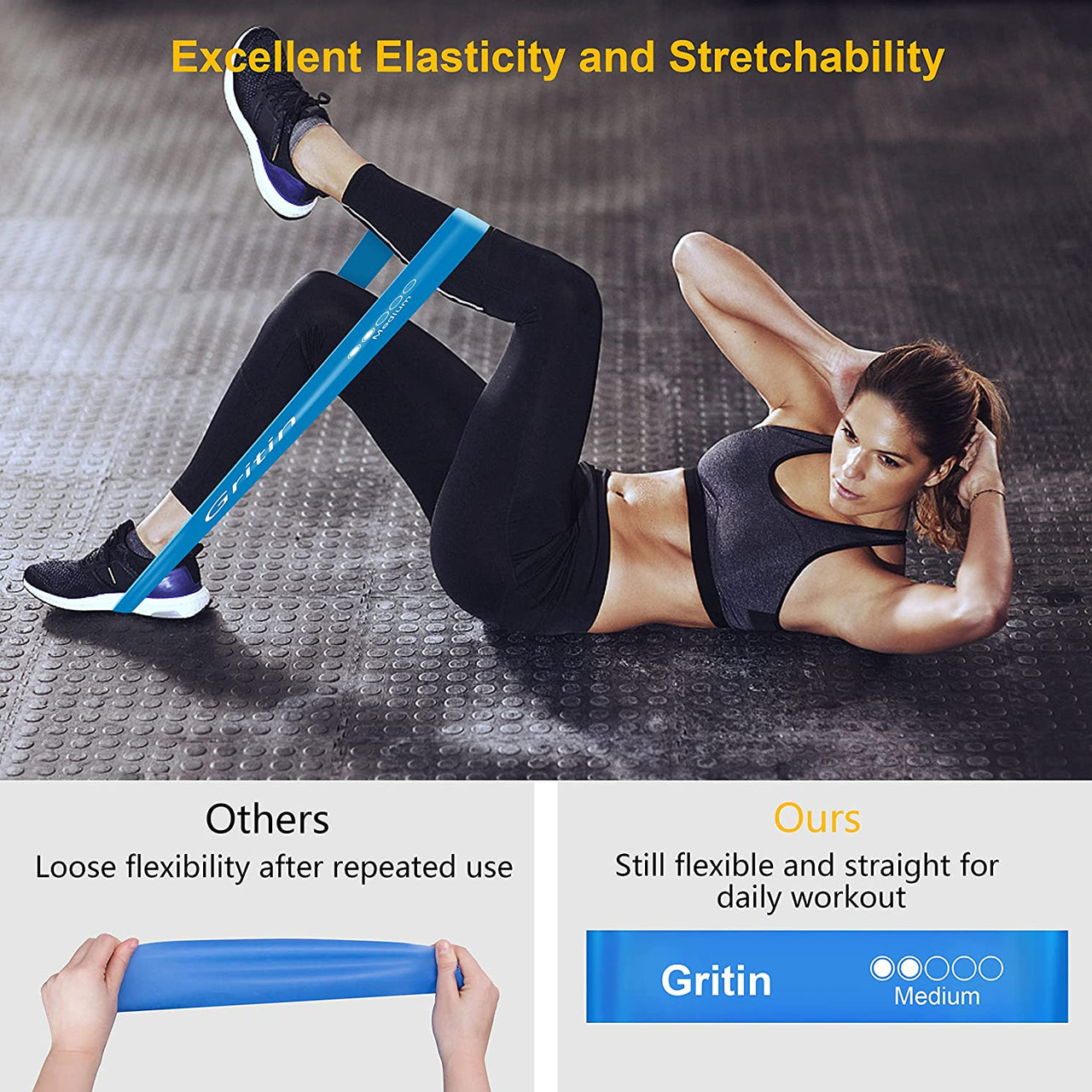 Resistance Bands, [Set of 5] Skin-Friendly Resistance Fitness Exercise Loop Bands with 5 Different Resistance Levels - Carrying Case Included - Ideal for Home, Gym, Yoga, Training