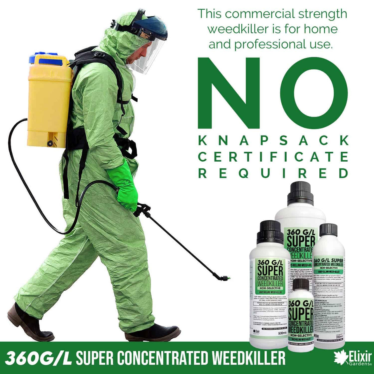 360 G/L Glyphosate Commercial Industrial Strength Weed Killer | Treats up to 3332 Sq.M | Concentrated Herbicide/Weedkiller | 2 X 1 Litre Bottle + Measuring Cup & Gloves