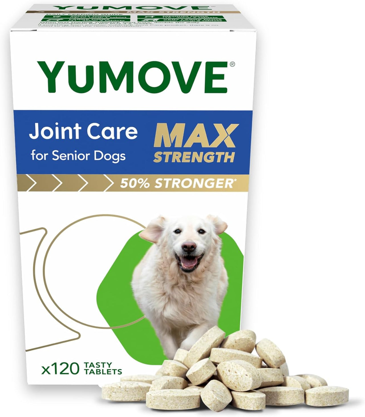 Senior MAX Strength | Maximum Strength Joint Supplement for Older, Stiff Dogs with Glucosamine, Chondroitin, Green Lipped Mussel | Aged 9+ | 120 Tablets