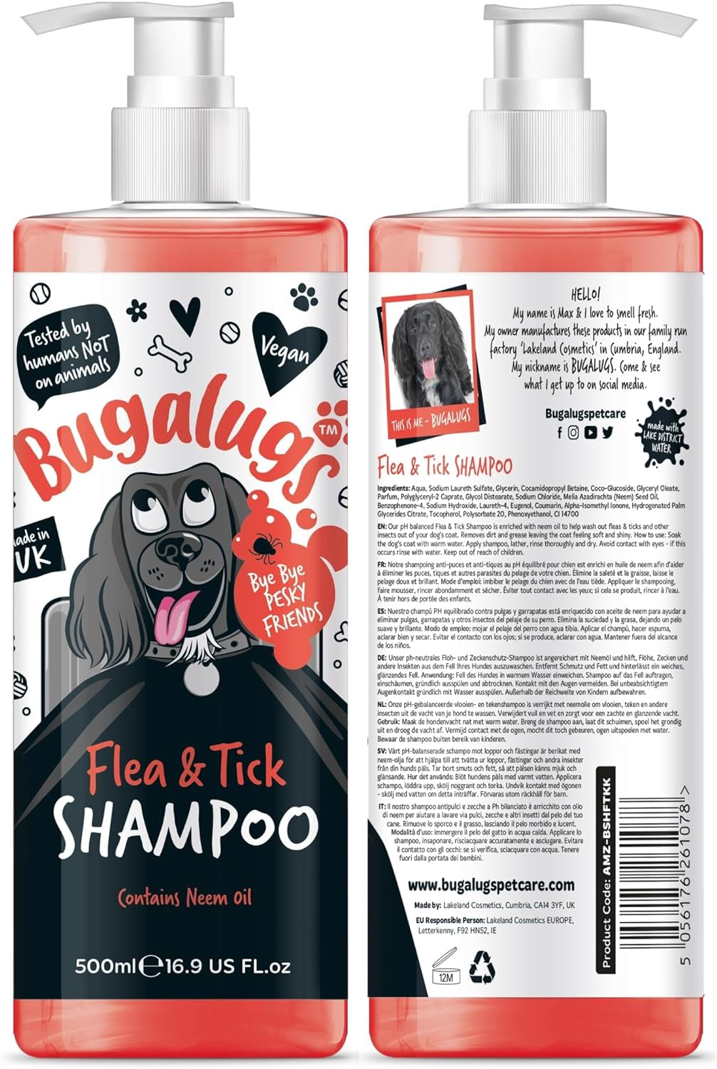 Flea and Tick Dog Shampoo by , Works on Smelly Puppies & Dogs, Contains Neem Oil & Eucalyptus Oils, PH Balanced Vegan Pet Shampoo, Used by Professional Groom