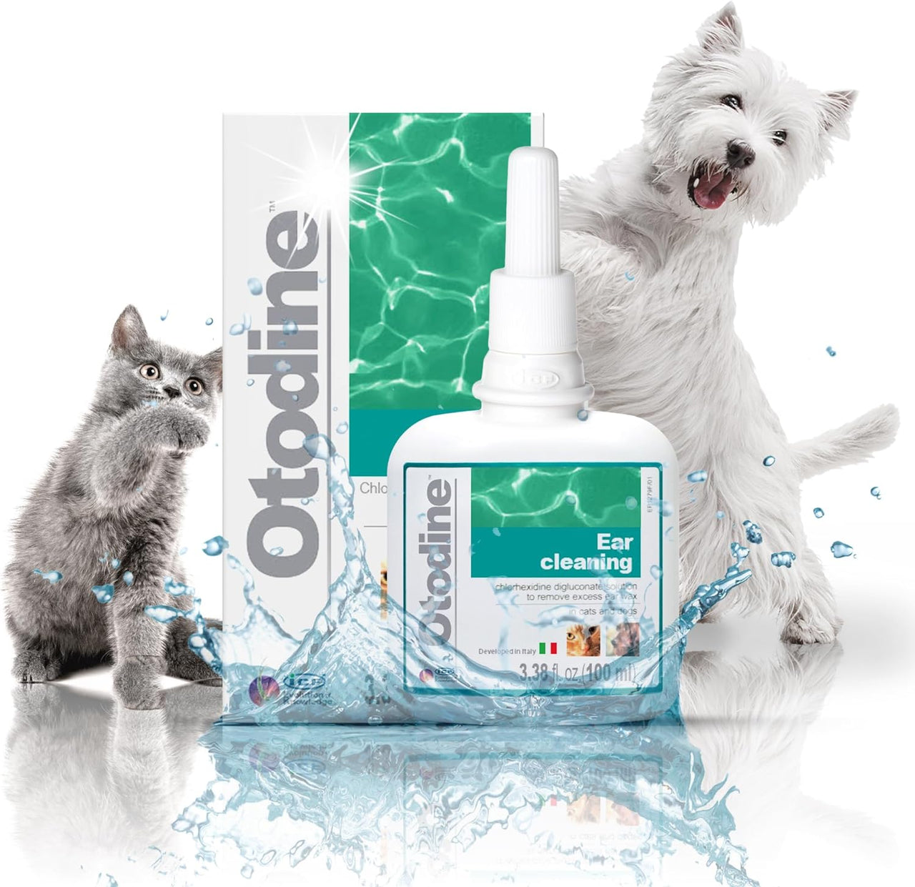 Otodine | Cat & Dog Ear Cleaner Solution | Dog Ear Drops to Stop Wax Build Up, Head Shaking, Discomfort, Ear Odour & Scratching | 100Ml