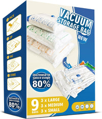 Thumbnail for Space Saver Bags for Travel and Home Reusable Vacuum Storage Bags save 80% More Storage Space Work with Vacuum Cleaner (9 Combo, No Pump Included)