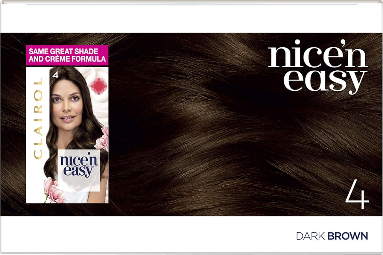 Nice'N Easy Crème Permanent Hair Dye, 4 Dark Brown, 230G