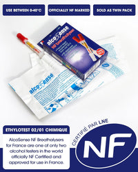 Thumbnail for French NF Certified Breathalyzers for France & European Travel - Certified by National Laboratory of France - Breathalyser Twin Pack - NF Approved Alcohol Tester - European Breathalyser Kit