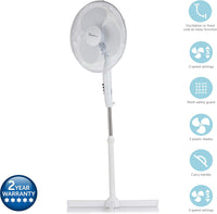 Thumbnail for S40011 Portable 16 Inch Oscillating Pedestal Fan with Adjustable Tilt Angle and Height, 3 Plastic Blades, 3 Speed Settings, Carry Handle, White