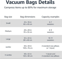 Thumbnail for Vacuum Compression Zipper Storage Bags with Airtight Valve and Hand Pump, Large, 5-Pack, Clear