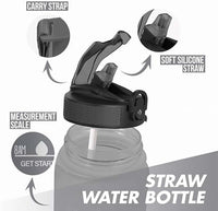 Thumbnail for 1 Litre Motivational Fitness Sport Water Bottles with Straw & Time Maker, Bpa-Free Plastic Drink Bottle 1L Design for Girls, Boy Running,Cycling (Spout 1000Ml Grey)