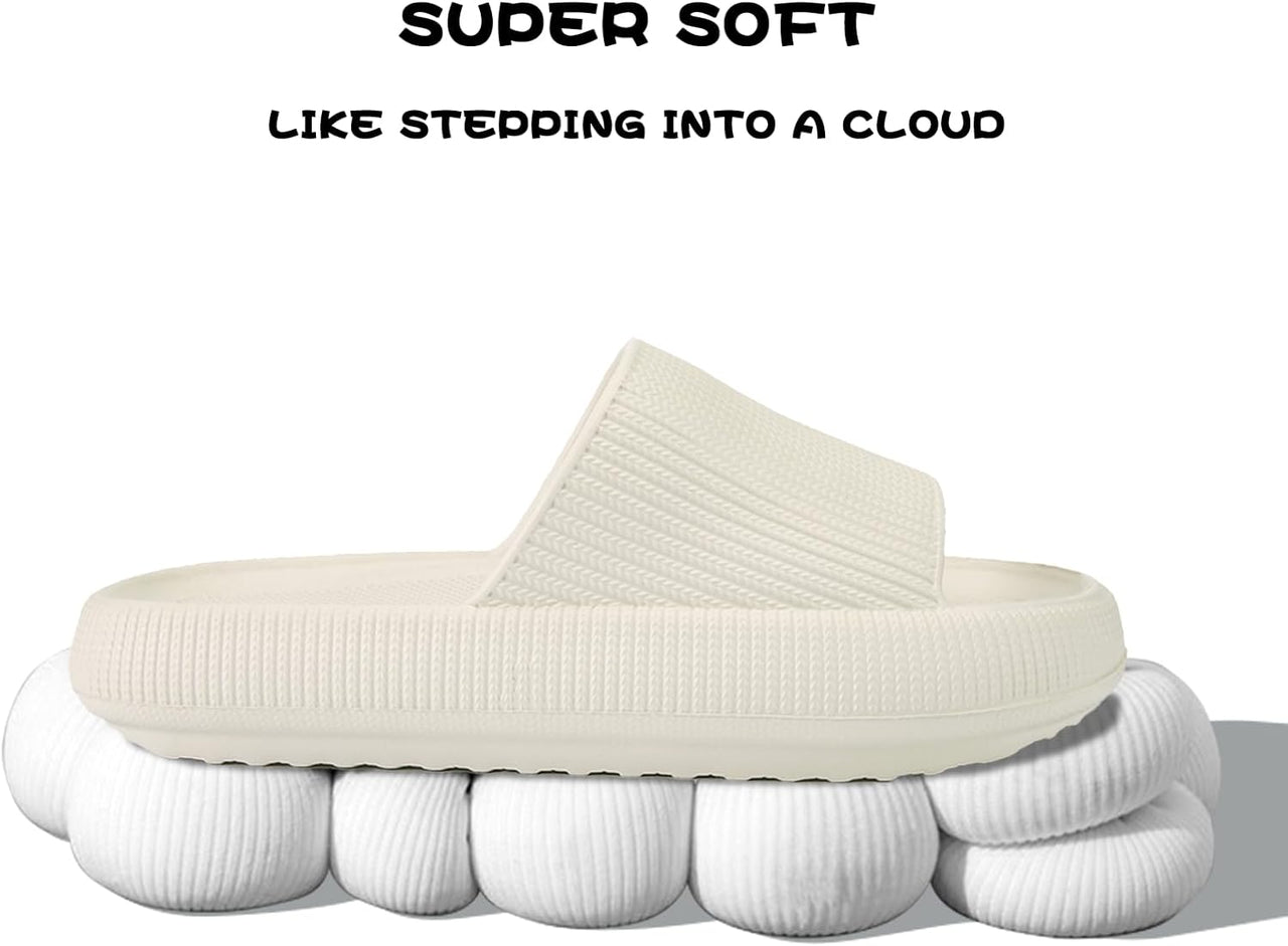 Sliders Cloud Slippers Women Men，Non-Slip Mens Womens Slippers Cloud Sliders，Soft Flip Flops with Thick Sole for Shower Bathroom Pool Beach