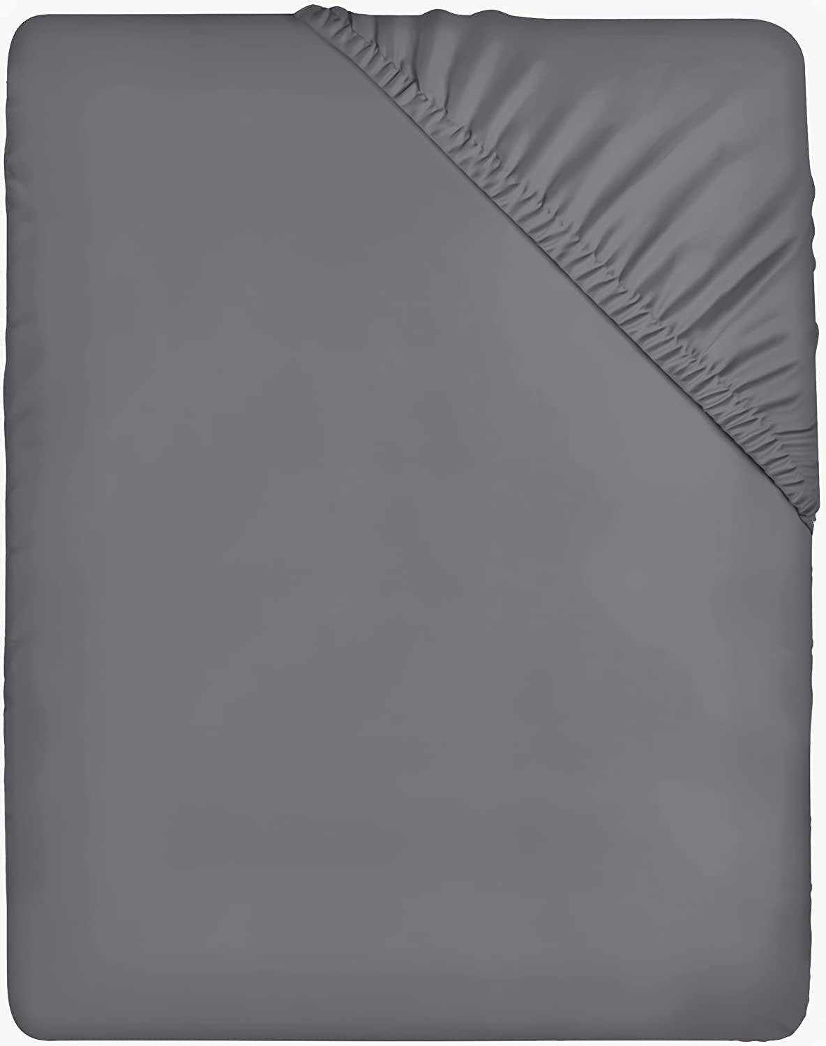 Fitted Sheet Double, Grey - Deep Pocket 14 Inch (35 Cm) - Easy Care - Soft Brushed Microfibre Fabric - Shrinkage and Fade Resistant - Bottom Sheet