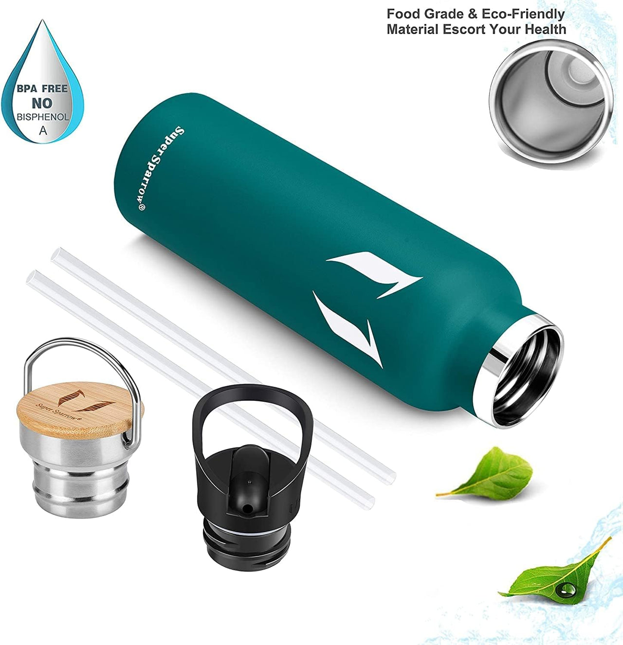 Stainless Steel Water Bottle - 350Ml / 500Ml / 620Ml / 750Ml / 1000Ml - Vacuum Insulated Metal Water Bottle - Standard Mouth Flask - BPA Free - Straw Water Bottle for Work, Gym, Sports