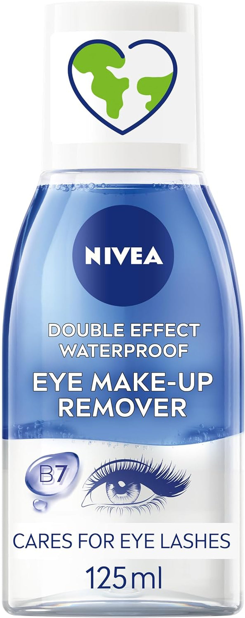 Double Effect Waterproof Eye Make-Up Remover (125 Ml), Daily Use Face Cleanser for Make-Up and Mascara with Cornflower Extract and Biotin