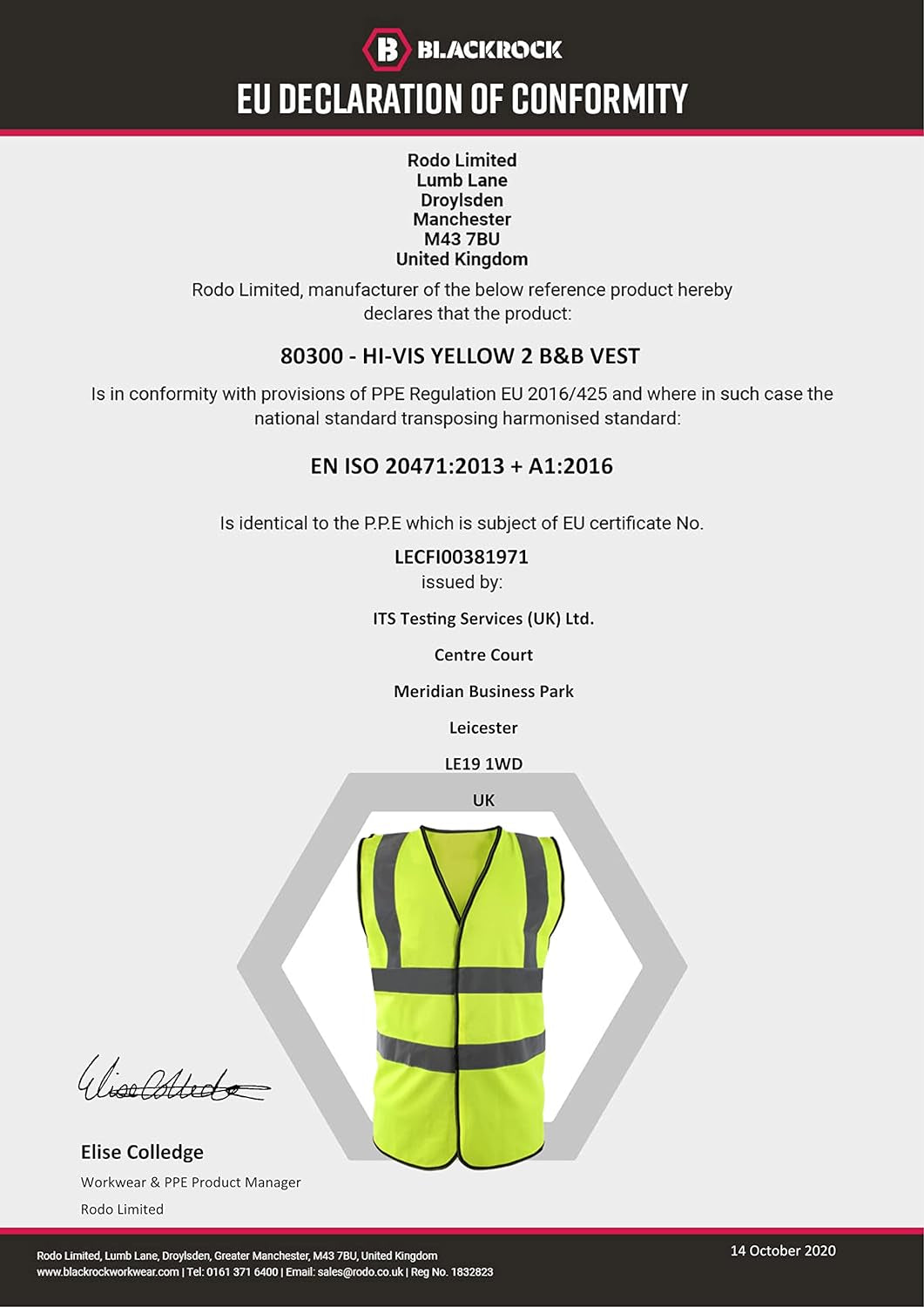 Men'S Hivisible Reflective Jacket High Visibility Waistcoat-Yellow, Large