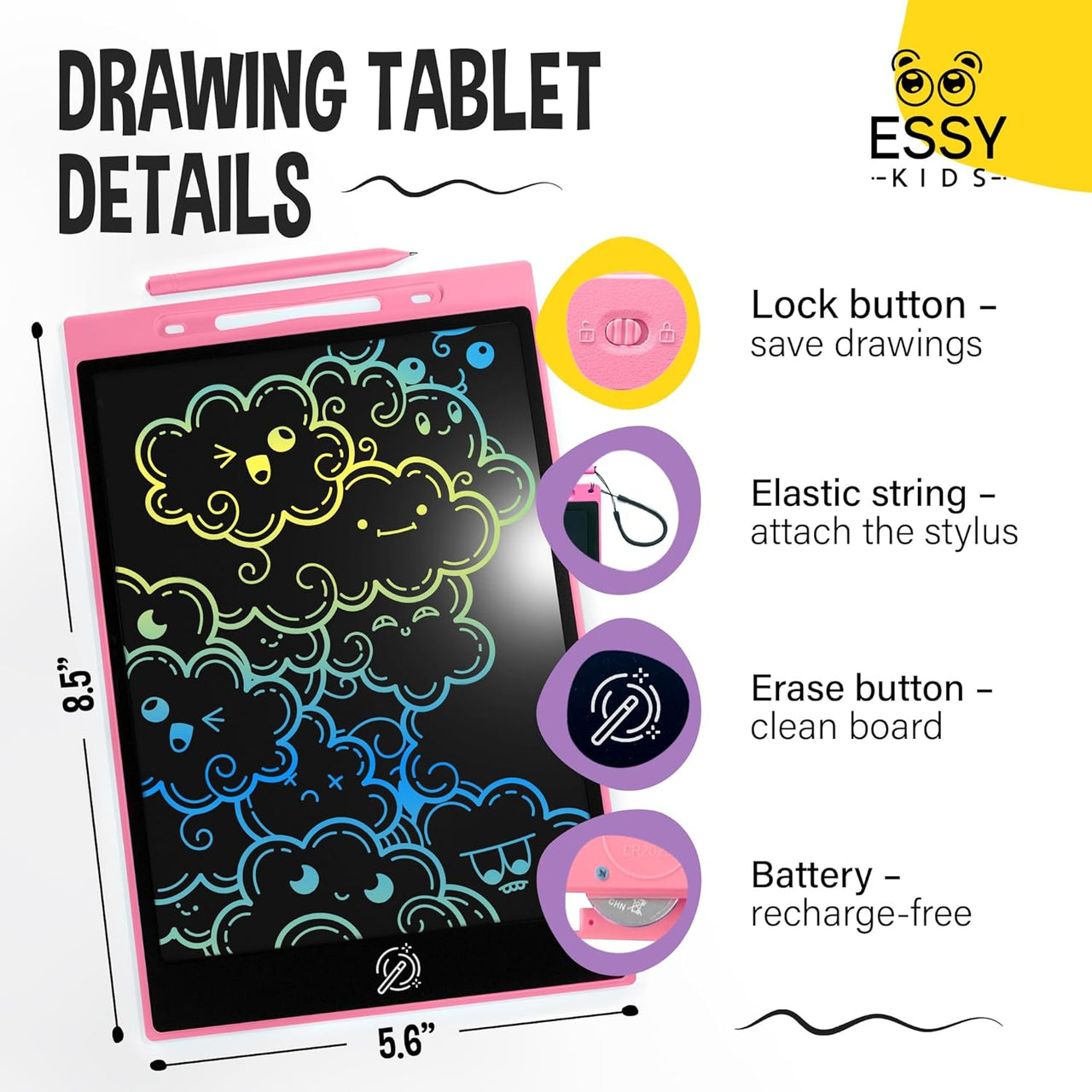 Kids 2 Pack LCD Writing Tablet 8.5 Inch Drawing Tablet Doodle Pad for Kids Writing Led Drawing Tablet Led Drawing Pad Kids Magic Lcd Drawing Tablet Writing Magic Board for Boys Girls