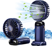 Thumbnail for Hand Held Fan,Portable Handheld USB Rechargeable Fans with 5 Speeds,Battery Operated Mini Fan Foldable Desk Desktop Fans with LED Display for Home Office Bedroom Outdoor Travel (Darkblue)