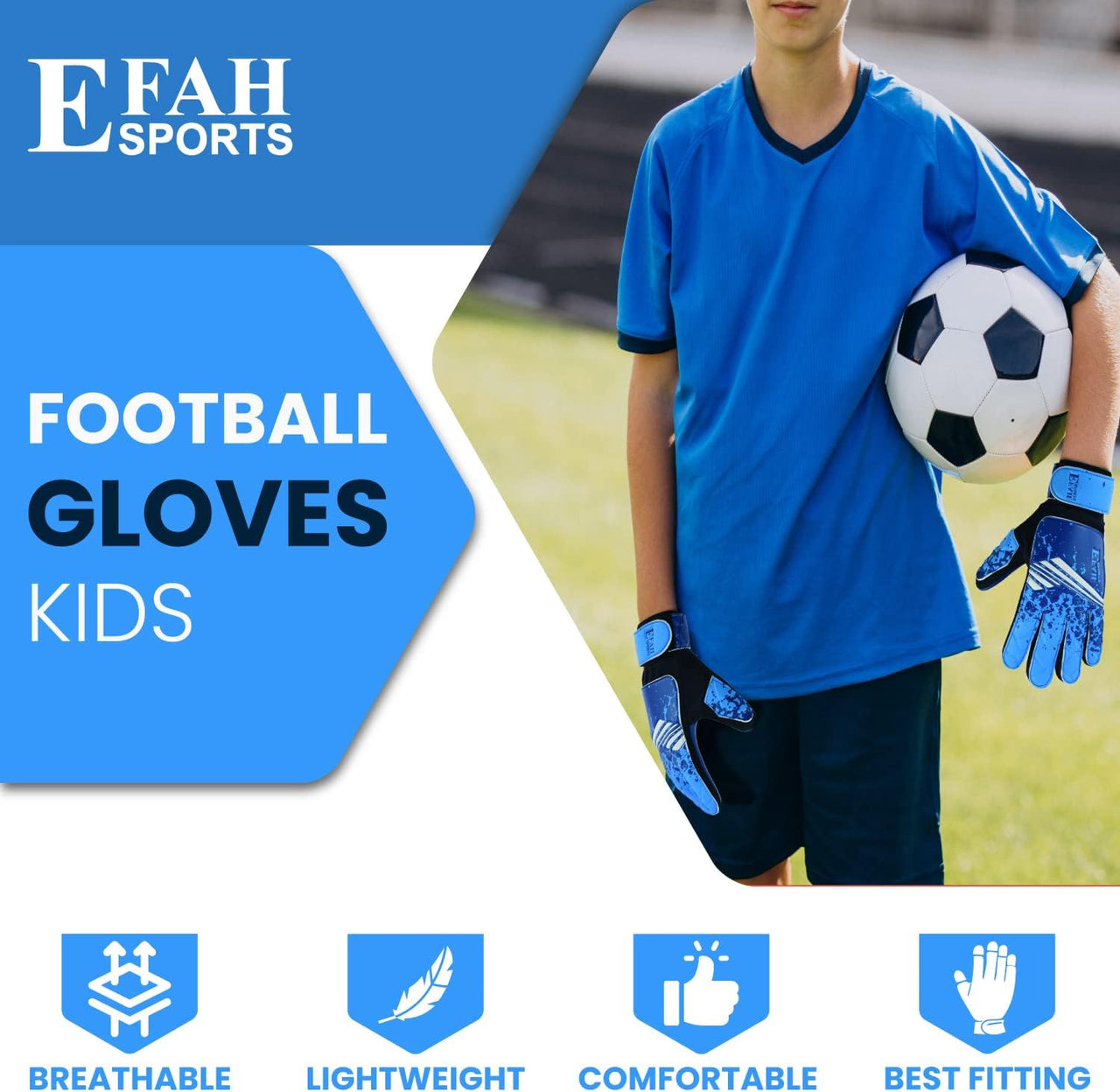 Football Goalkeeper Gloves for Boys Kids Children Youth Soccer Goalie Glove with Super Grip Palms