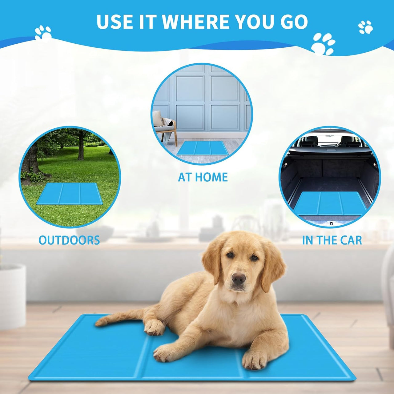 Dog Cooling Mat - Durable Pet Cool Mat, Non-Toxic Gel Self Cooling Pad for Dogs Cats in Hot Summer - 450 Micron Oxford Fabric Anti-Scratch, 50 X 40Cm