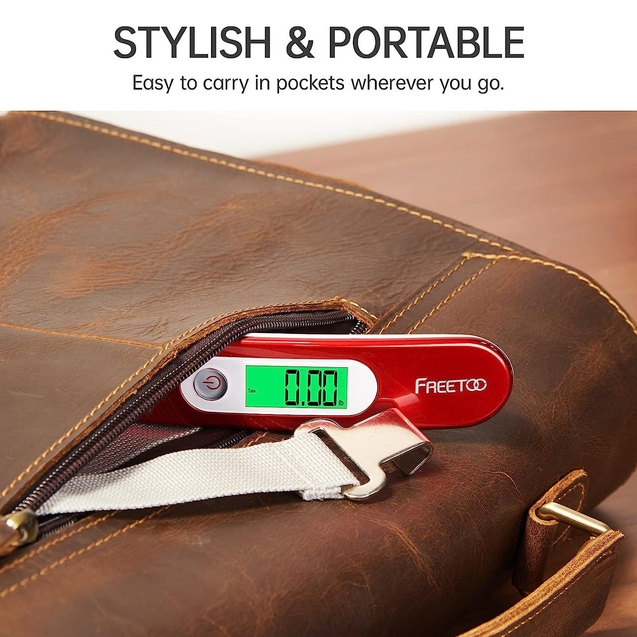 Luggage Scale Portable Digital Weight Scale for Travel Suitcase Weigher with Tare Function 110 Lb/ 50Kg Capacity Red