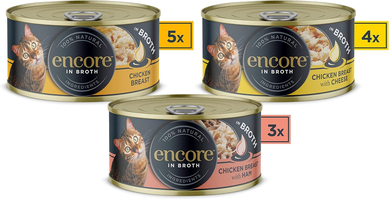 100% Natural Wet Cat Food, Multipack Chicken Selection in Broth (Pack of 12 X 70G Tins)