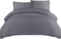 Thumbnail for Duvet Cover Double - Soft Microfibre Polyester - Bedding Quilt Cover Set, with Pillow Cases (Grey)